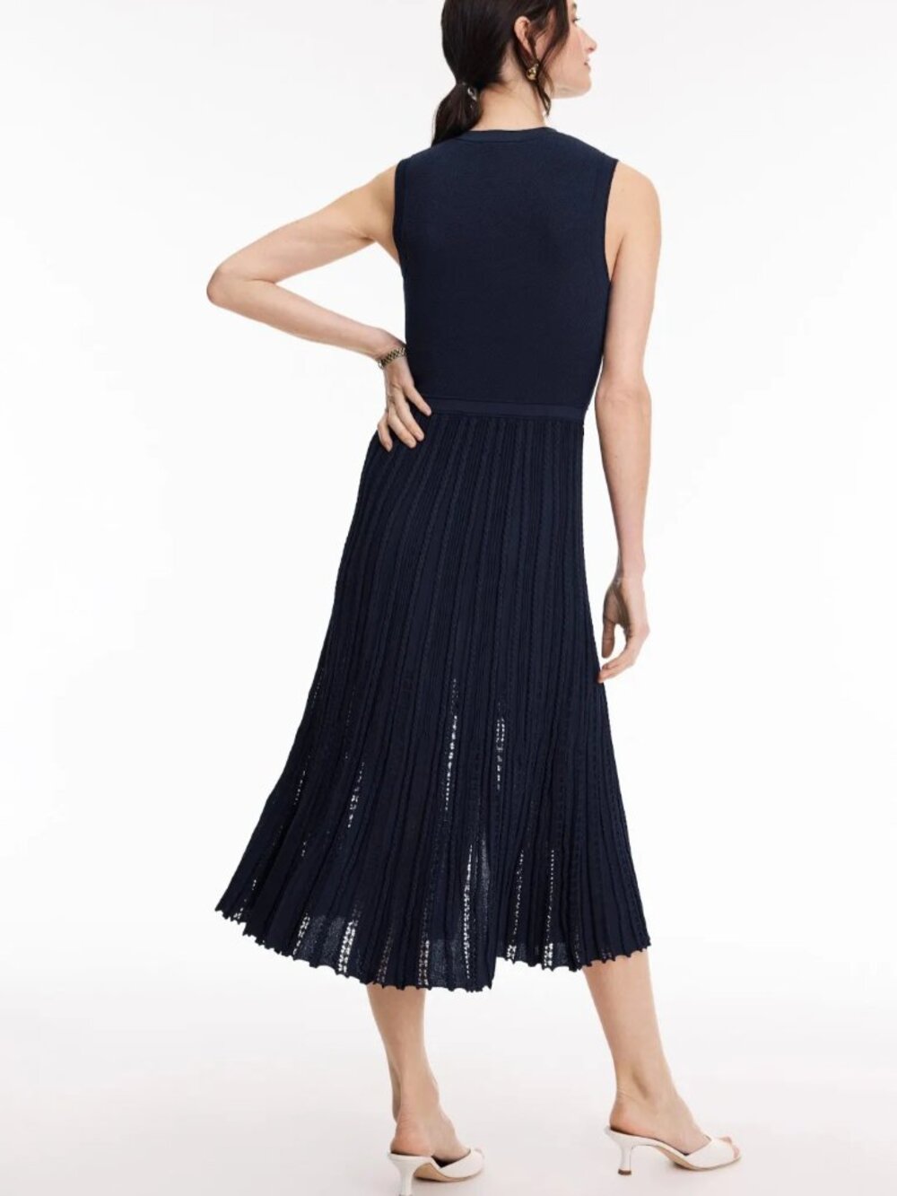 Maje Navy Sleeveless Knit Midi Dress Size 34 US 0 MSRP $445 - Picture 2 of 11